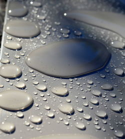 Full frame shot of raindrops on water