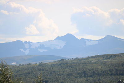 Scenic view of mountains against sky