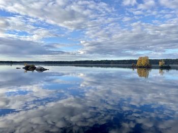 Scenic view of lake against sky