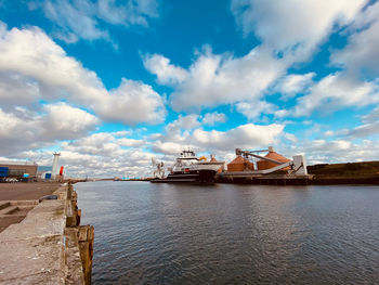 Panoramic view of ship docked at port of blyth