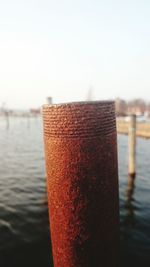 Close-up of wooden post on wooden post