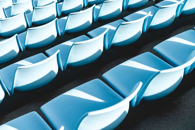 High angle view of seats in row