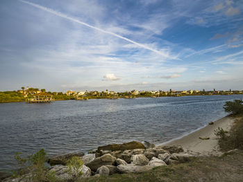 Scenic view of lake against sky