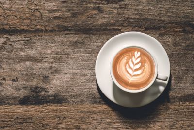 Directly above shot of cappuccino on table