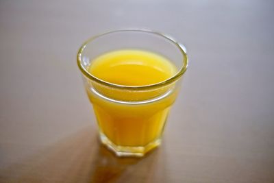 Close-up of tea in glass on table