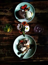 High angle view of fruits in bowl on table
