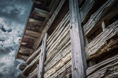 Low angle view of roof against sky