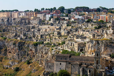 Aerial view of buildings in town