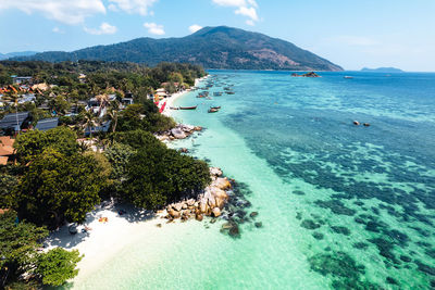 High angle view of beach against sky