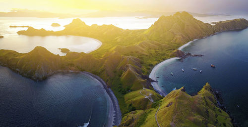 High angle view of water flowing through land