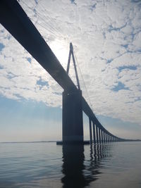 Bridge over calm sea against sky