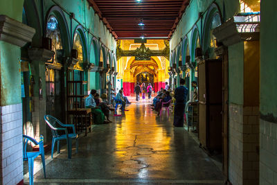 Narrow corridor along walls