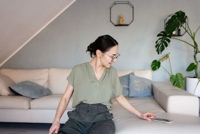 Woman rejoices at the incoming message