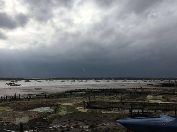Scenic view of sea against cloudy sky
