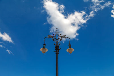 Budapest, street gas lamp, against the blue sky