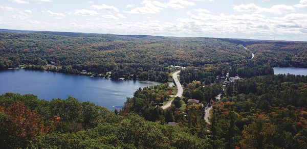 Scenic view of lake against sky