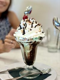 Close-up portrait of ice cream sundae