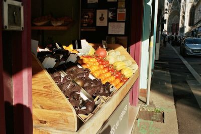 High angle view of sushi for sale at market