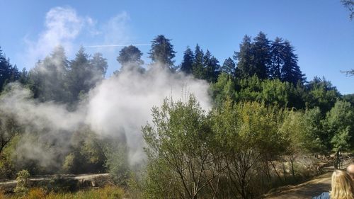 Scenic view of steam emitting for geyser