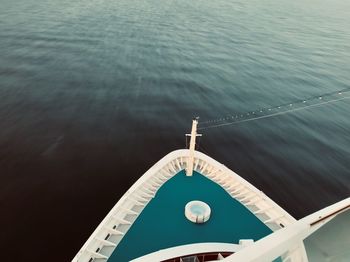 High angle view of ship on sea