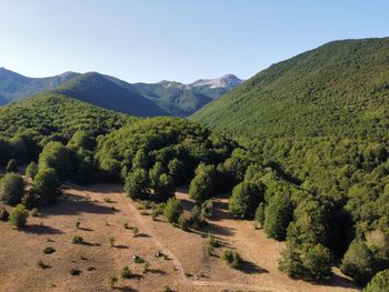 Scenic view of mountains against clear sky