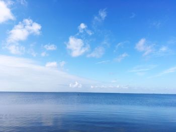 Scenic view of sea against blue sky