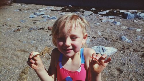 Portrait of cute girl on beach