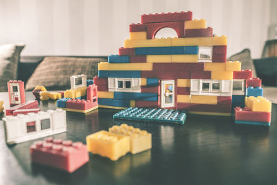 Close-up of toys on table
