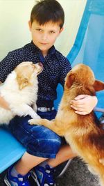 Cute boy with dog
