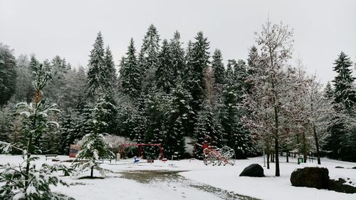 Scenic view of snow covered landscape