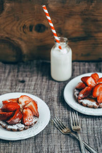 Close-up of ice cream in plate on table