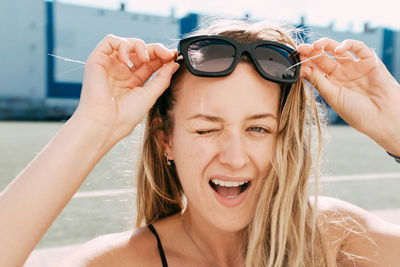 Close-up of smiling young woman