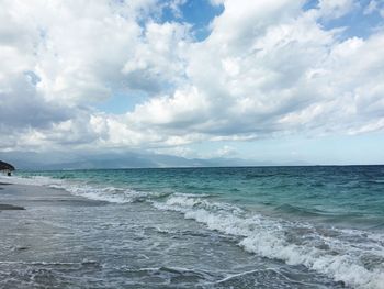 Scenic view of sea against cloudy sky