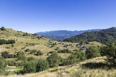 Scenic view of mountains against clear sky