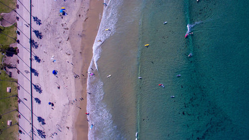 Aerial view of boats on sea