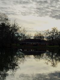 View of lake against cloudy sky