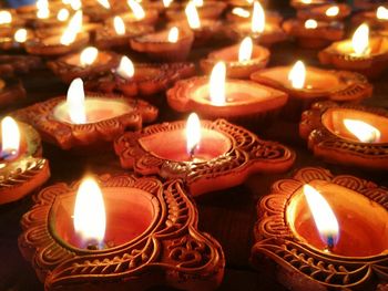 Close-up of diyas