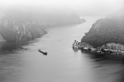 High angle view of nautical vessel on sea