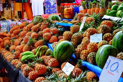 Various fruits for sale at market stall