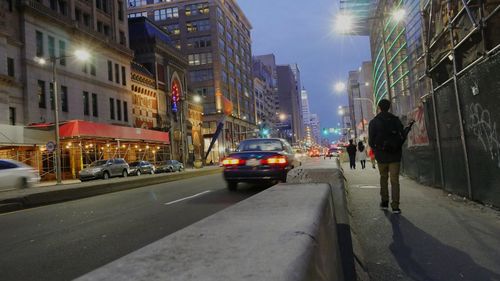 View of city street at night