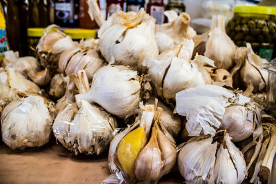 Close-up of seashells for sale at market