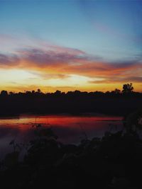 Scenic view of landscape against sky at sunset