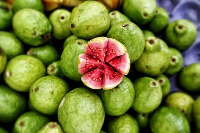 Full frame shot of guava fruits for sale in market