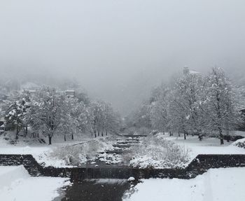 Scenic view of snow covered landscape