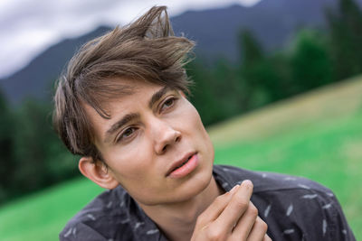 Contemplative young man