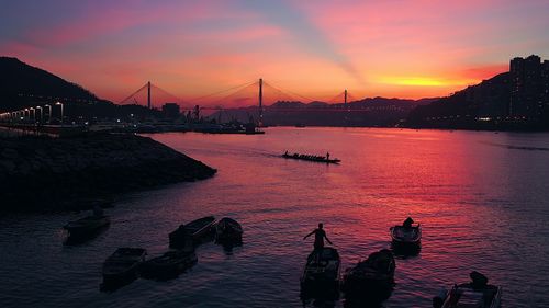 Distant view of bridge over river