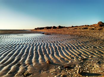 Scenic view of desert against clear sky