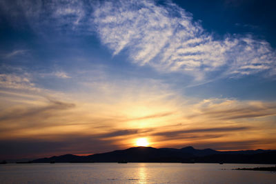 Scenic view of sunset over sea