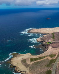 High angle view of beach against sky