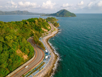 High angle view of sea against sky